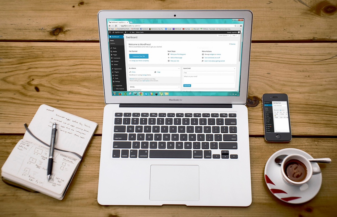 laptop, wordpress, wordpress design, smartphone, work station, notebook, coffee, computer, website, mobile, business, ph